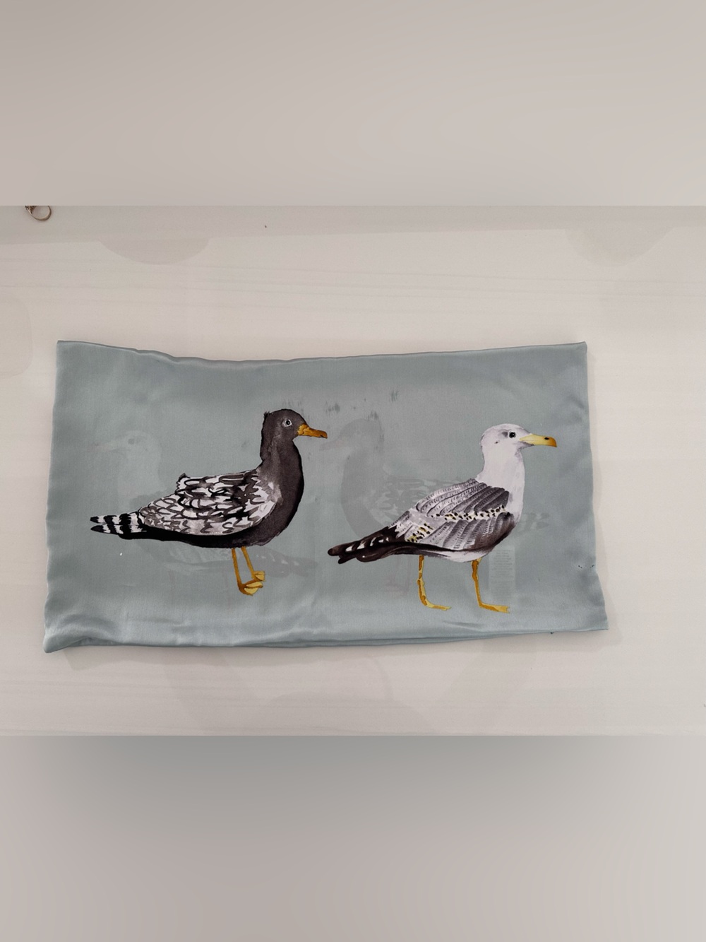 🖤🩵WEST ELM SEAGULLS SILK PILLOW🩵🖤